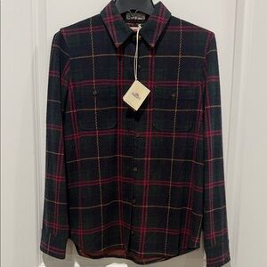 Faherty Navy and Pink Plaid Button Down Shirt